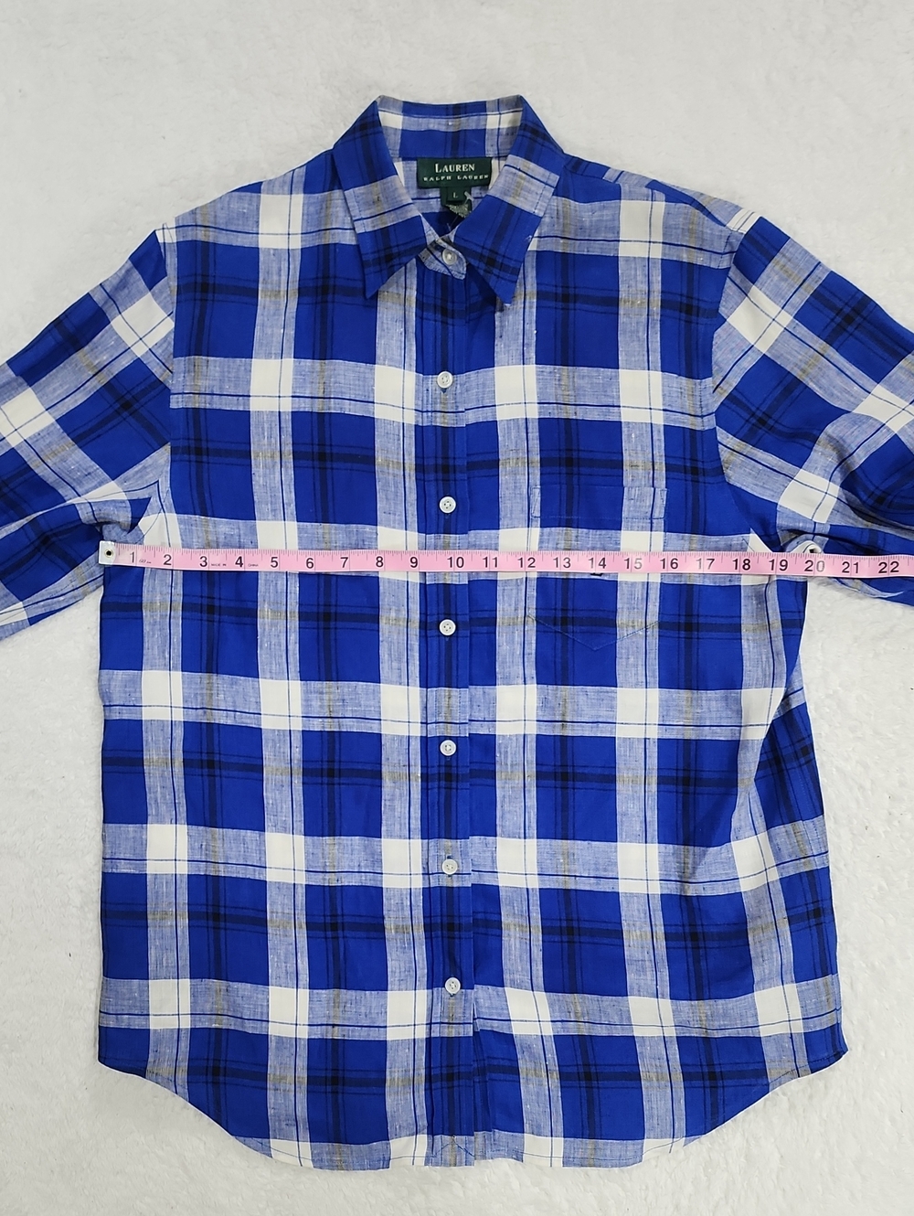 Lauren Ralph Lauren Long Sleeve 100% Linen Plaid Button Down Shirt - Picture 4 of 7